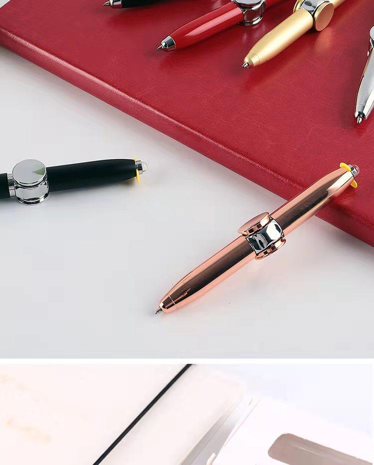Fidget Spinner Pen Metal Ballpoint, Stress Relief Rotating Pen with LED Light, Creative Gift Pen for Students Office Writing Toys