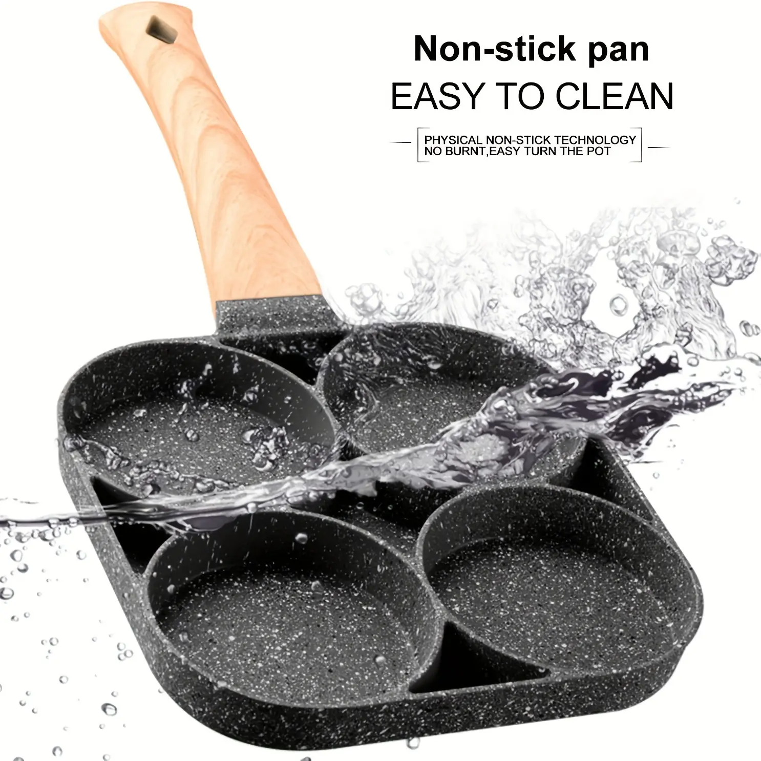 4-Hole Non-Stick Frying Pan for Omelettes, Eggs, Dumplings & Steaks - Durable Aluminum Alloy, Perfect for Breakfast & More, Induction Cooktop Compatible