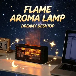 2026 New Model 7 Color LED Night Light Home Cold Mist Waterfall Flowing Humidifying Aromatherapy Diffuser Simulated Flame Landscape Humidifier