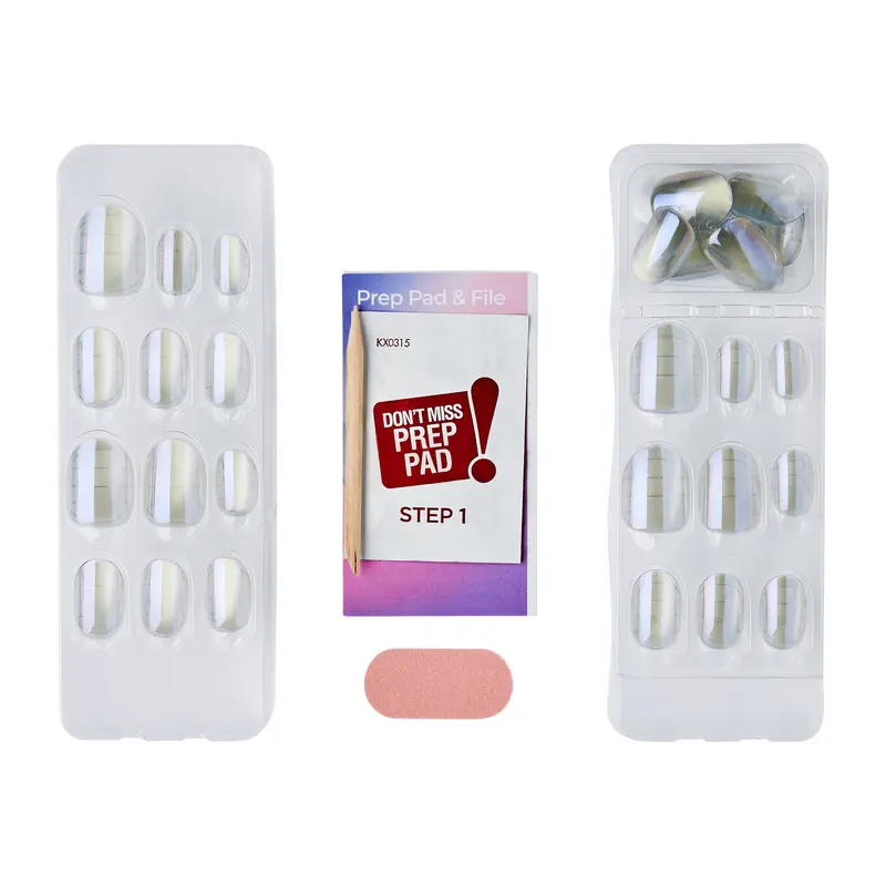 colorFX by Impress No Glue Fake Press On Nails - Sour Love | Solid, Silver, Short, Oval, Manicure
