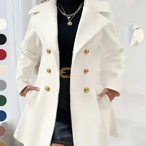 VVZ Women’s Simple Button-Up Long Coat – Classic Lapel Design with Pockets, Easy Everyday Outerwear for Autumn and Winter