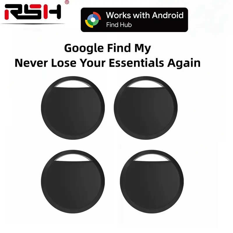 RSH Smart GPS Tracker Tags, Keys Finder, Compatible with iOS & Android Find Apps, Anti-Lost Wireless Tracker for Luggage, Keys & Backpacks, CR2032 Batteries Included