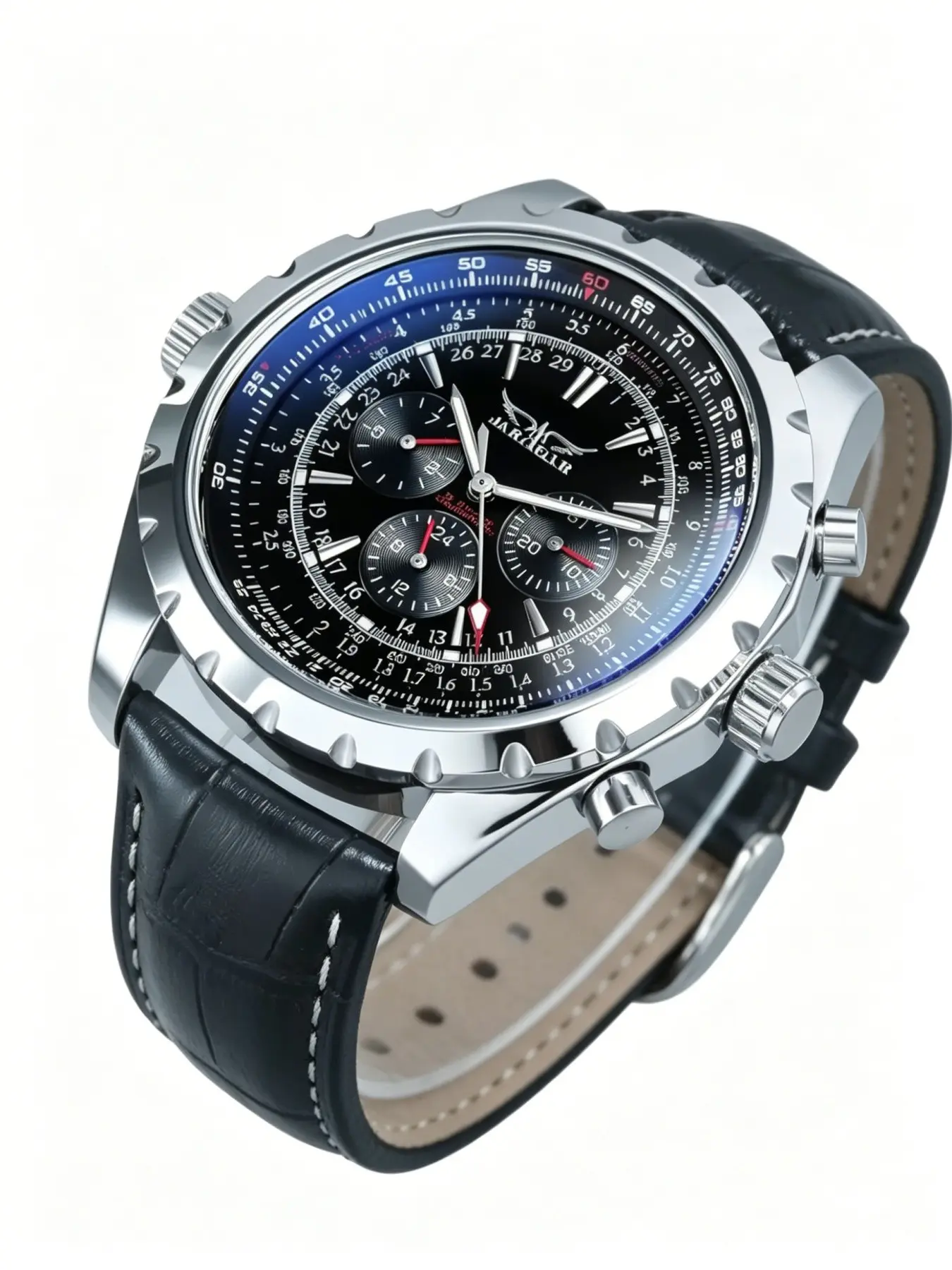 Men's Pilot Sports Watch, Automatic Mechanical, Fashion Multifunctional, Small Dial, 24-Hour Display, Calendar, Business Casual, Luxury Gift