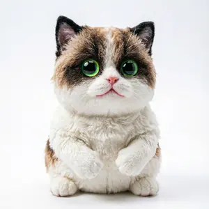 Lovely Tri-Color Ragdoll Kitten Squishy with Emerald Eyes, Flocked Soft TPR Squeeze Toy, Blank White Unfinished Body for Hand Painting, Perfect Birthday Present for Cat Fans