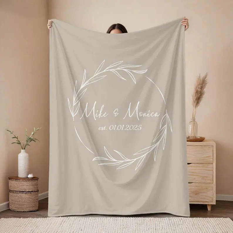 Personalized Wedding Gift, Personalized Cozy Blanket, Monogrammed Name Blanket, 2nd Anniversary gift, Engagement gift, Personalized Blanket