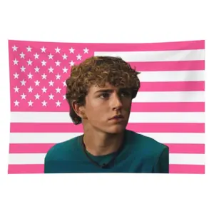 Rectangular Percy Jackson PJO Scobell Pink USA Flag Tapestry Wall Hanging, Cute Actor-Themed Home Decor Banner Tapestry, Aesthetic Room Accessory, summervibes