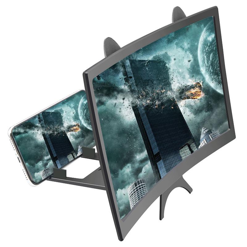 12 Inch Curved Screen Magnifier 3D HD Multifunctional Lazy Stand Creative Accessory for Smartphone Clear View Eyesafe
