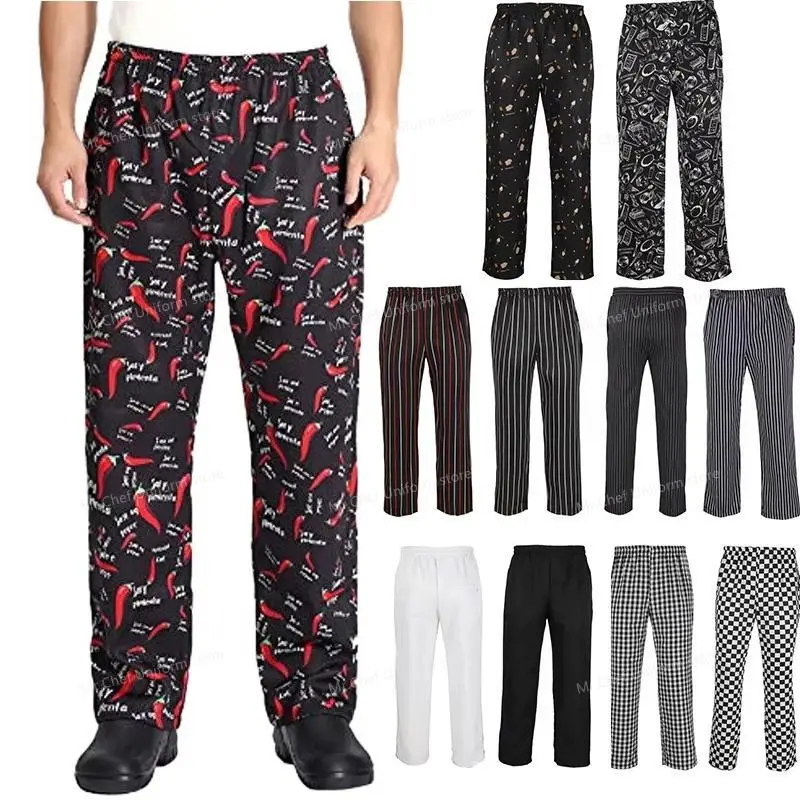 Chef Pants for Men Restaurant Kitchen Unisex Cook Works Lightweight Baggy Trousers chef accessories chef  Bottoms uniform men