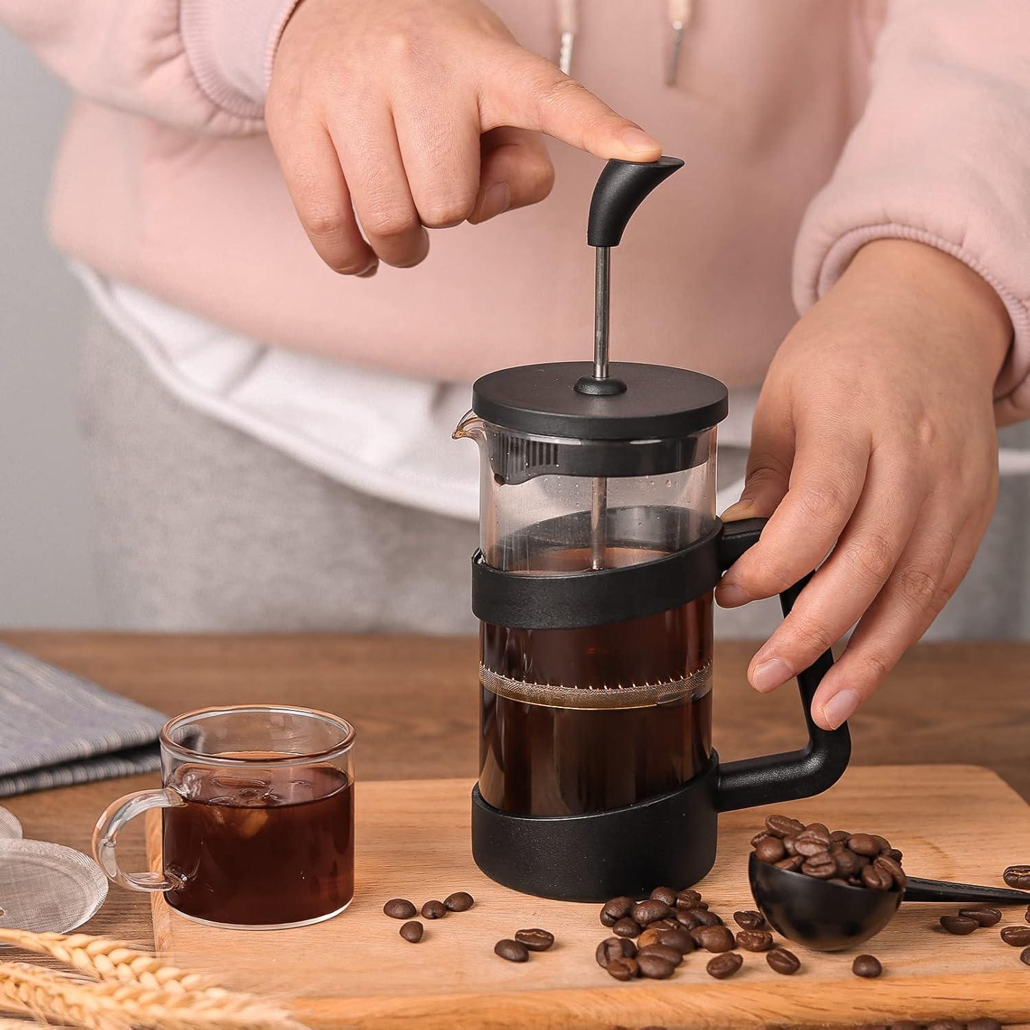 Small  Press 12oz Light-weight Durable High Borosilicate Carafe/ Maker Single Serve Coffee Press Frothed Brewer