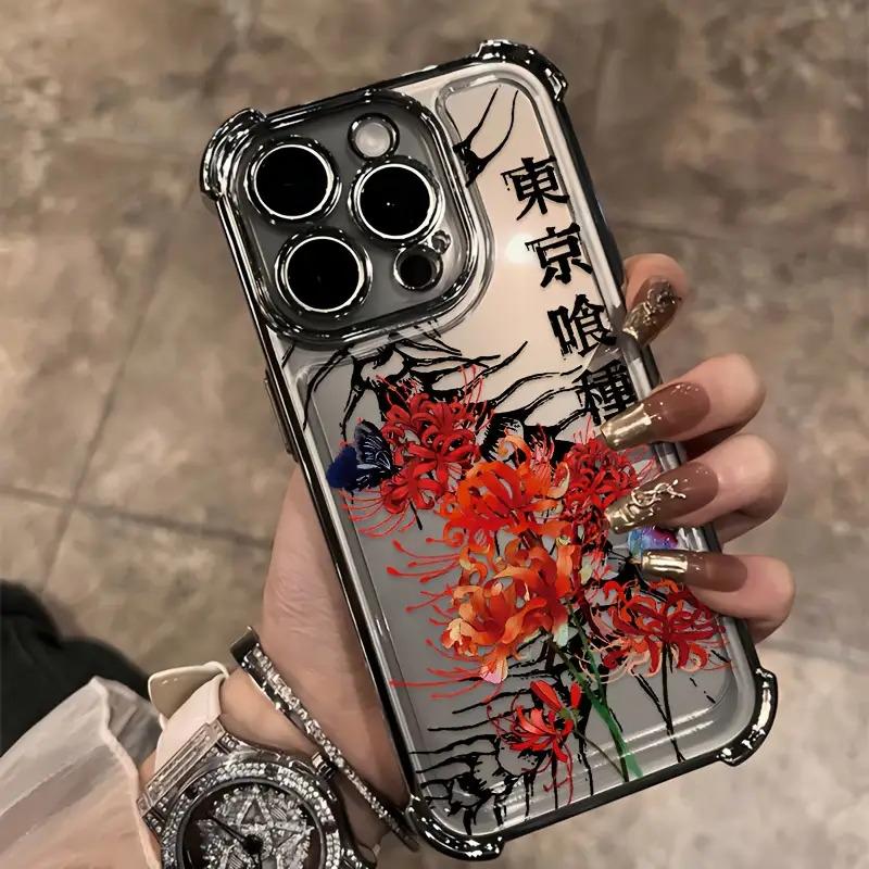 New Japanese design phone case of the anime Tokyo Ghoul trend, compatible with models for iPhone 17, 16E, 16, 15, 14, 13, 12, 11 Mini, Pro, Max, Air, X, XR, XSMAX, 8, 7 Plus, with a soft transparent back for drop protection.