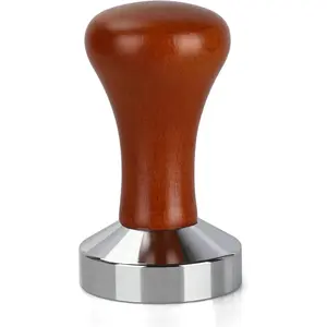 51mm Espresso Tamper-Premium Barista Coffee Tamper Classic Series Stainless Steel Espresso Coffee Press Tool Tamper Espresso Handle, 90x51mm, Solid wood, Stainless steel