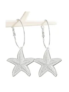Golden Geometric Hollow Starfish Earrings Bohemian Beach Style Shell Jewelry for Women