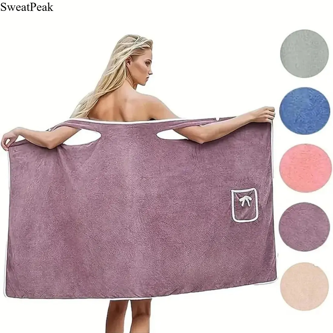 Women's Cozy Individual Coral Fleece Wrap-Fit Bathrobe - High Absorption, Soft, Hands-Free, Skirt-Like Design, Everyday Use for Shower, Spa Relaxation, Personal Sports & Outdoor Needs