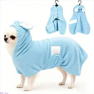 Quick Drying Hooded Dog Bathrobe Super Absorbent Soft Fabric Adjustable Belly Band Fast Dry Pet Dressing Gown For Small Medium Dogs Cats Cut Drying Time