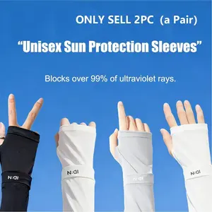 Thumb Hole Sun Protection Sleeve, Ice Silk Cool Arm Guard, UV Blocking Outdoor Sports Sleeve, Unisex, Comfortable and Breathable, Soft Protective Sleeves