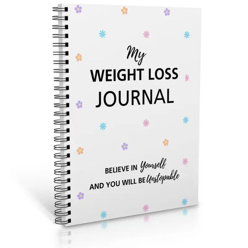 Fresh Floral Weight Loss Planner, Coil Style Daily Diet Fitness Tracker, Motivational Goal Check-In Notebook, Health & Wellness Journal