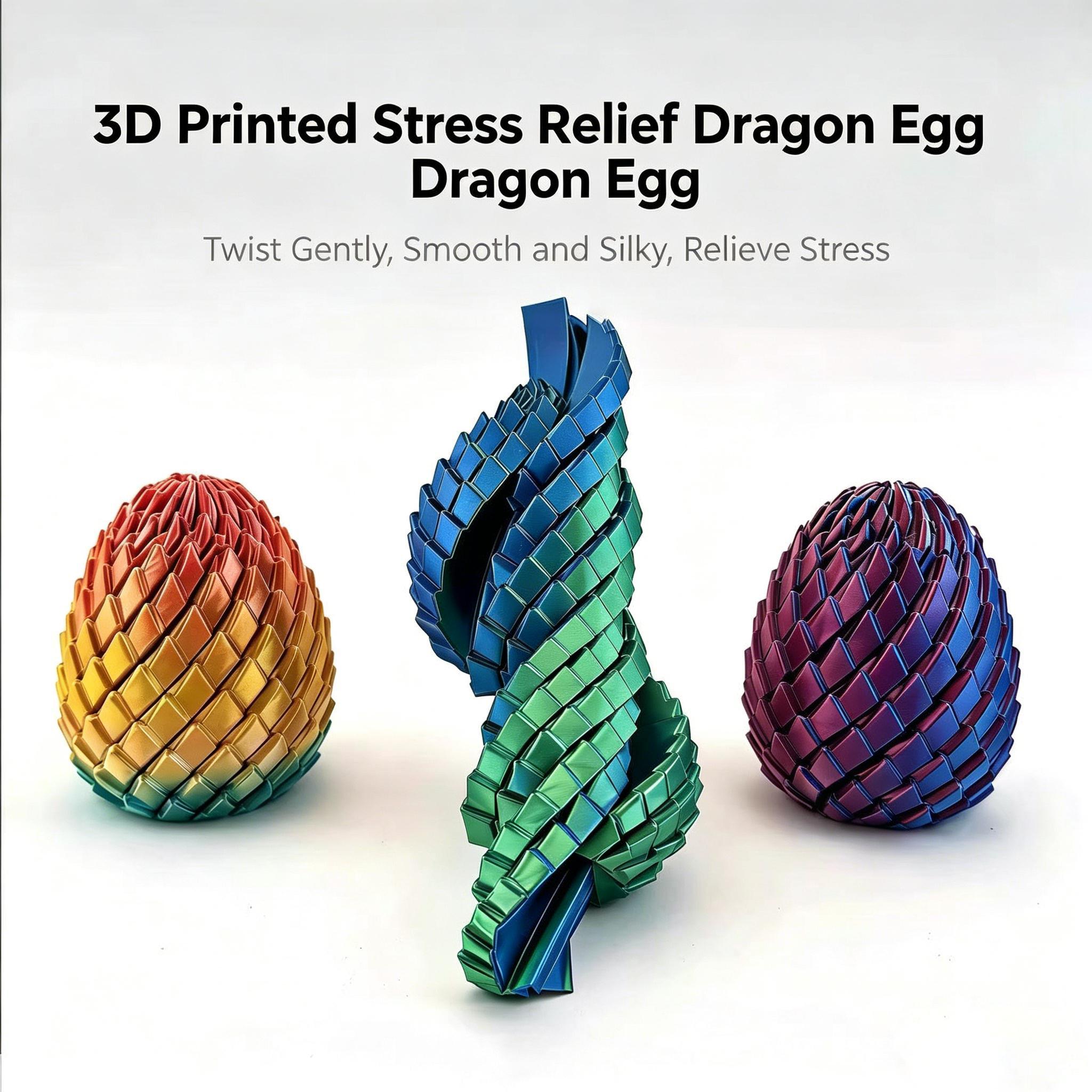 3D Printed Dragon Egg Stress Relief Toy, Transformable Twist Egg, Creative Stress-Relief Gadget, Children's Toy