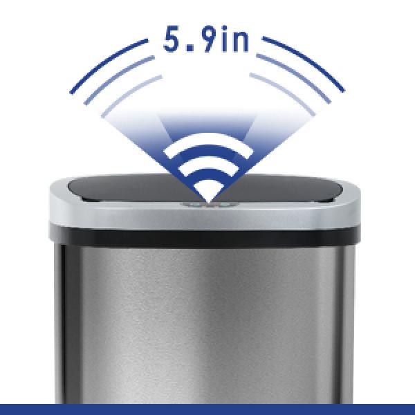 Kitchen Trash Can with Lid, 13 Gallon Automatic Garbage Can for Bathroom Bedroom Home Office 50 Liter Touch Free High-Capacity Brushed Stainless Steel Waste Bin