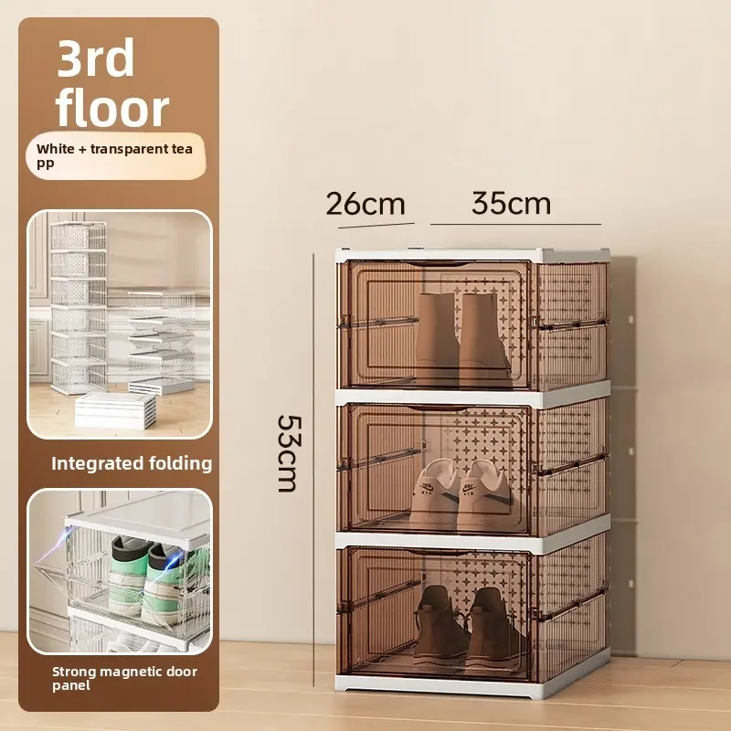 Installation-free transparent folding shoe box student dormitory shoe rack shoe cabinet PP drawer shoe rack storage shoe storage cabinet