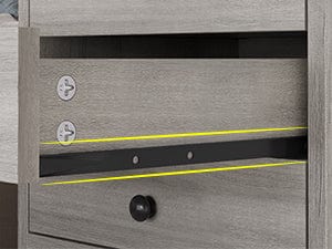 Sikaic Grey Nightstand with 3 Drawers & Charging Station Modern Bedside Table 2 USB Ports 2 Outlets for Phones Tablets Ideal for Bedroom Essentials