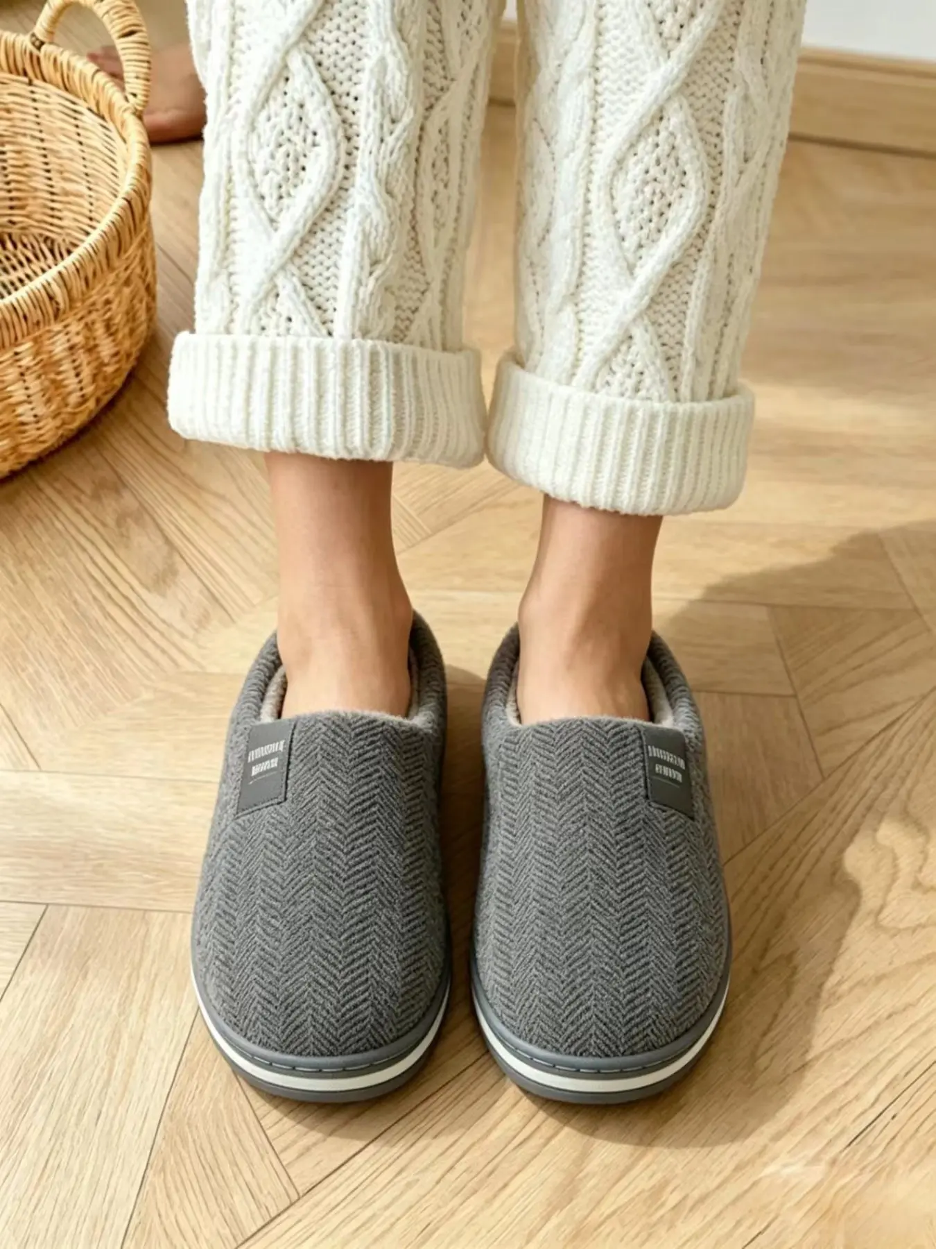 Warm Cotton Slippers for Women, Fall Winter Fuzzy Anti-Slip Thick Sole Indoor Home Slippers, Comfortable Casual Footwear