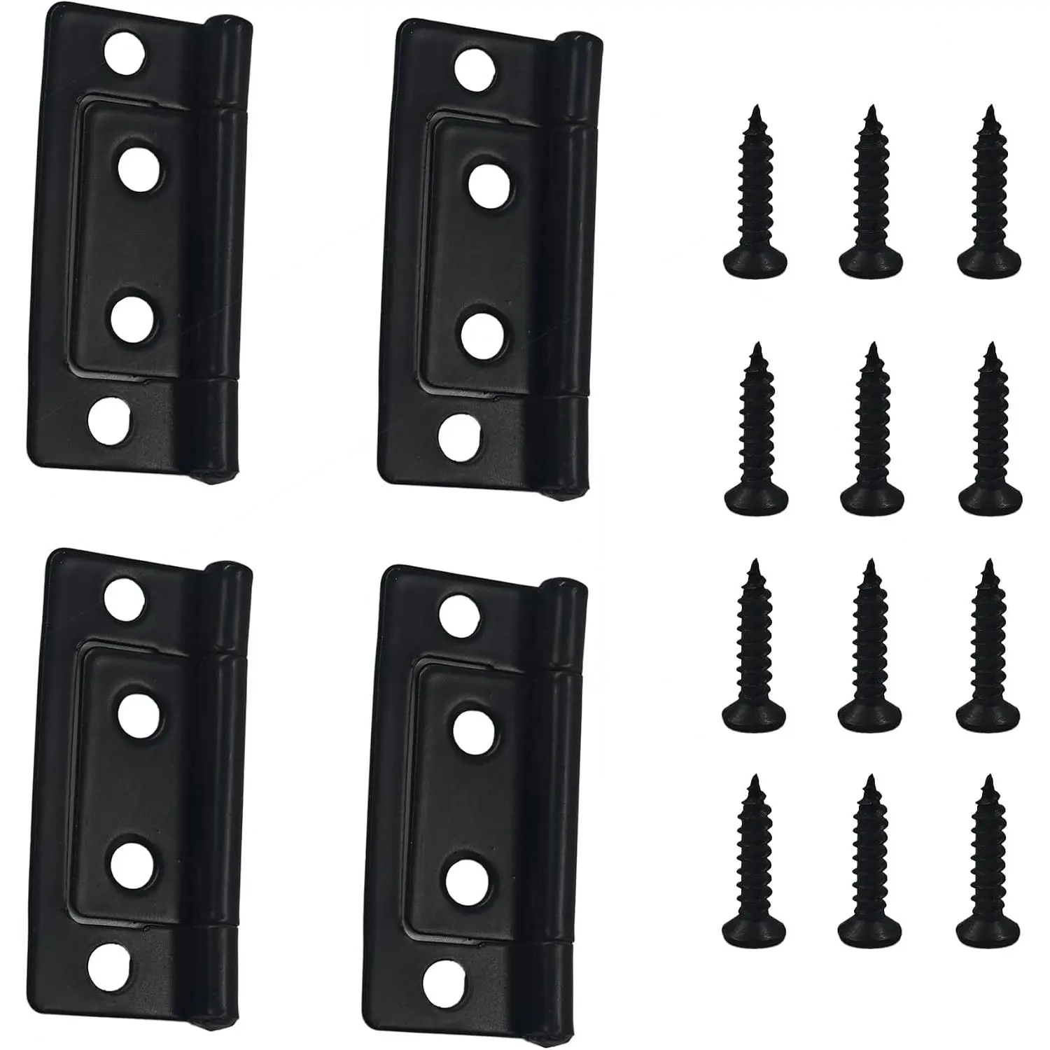 4 count 2" x 0.9" Non-Mortise Cabinet Hinges, Door Hinge with Mounting Screws,  Style  Hinges for Furniture, Windows, Cupboard (Black)