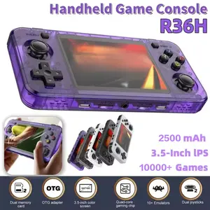 R36h Retro Handheld Game Console, Portable Handheld Console, Open Source Linux System, Cortex-A35 Cpu, 64GB TF Card, 10,000+ Classic Games, 3.5 Inch IPS Screen
