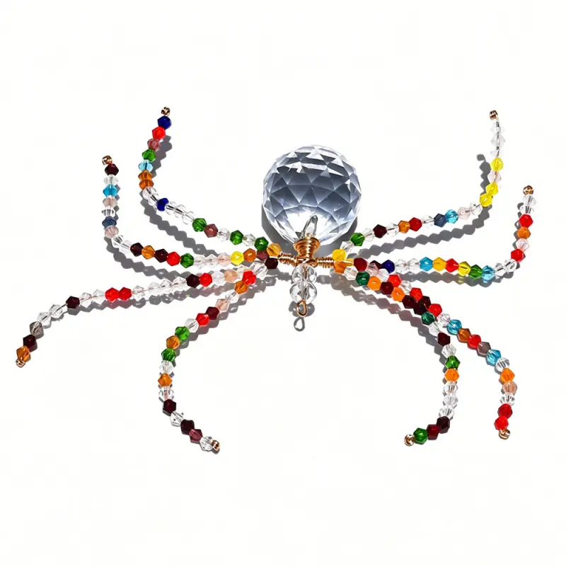 Crystal Spider Suncatcher, Beaded Sun Catcher, Handmade Halloween Decor,Holiday Ornament Gift,Unique Spider Decor for Christmas & Halloween Party Legend Story