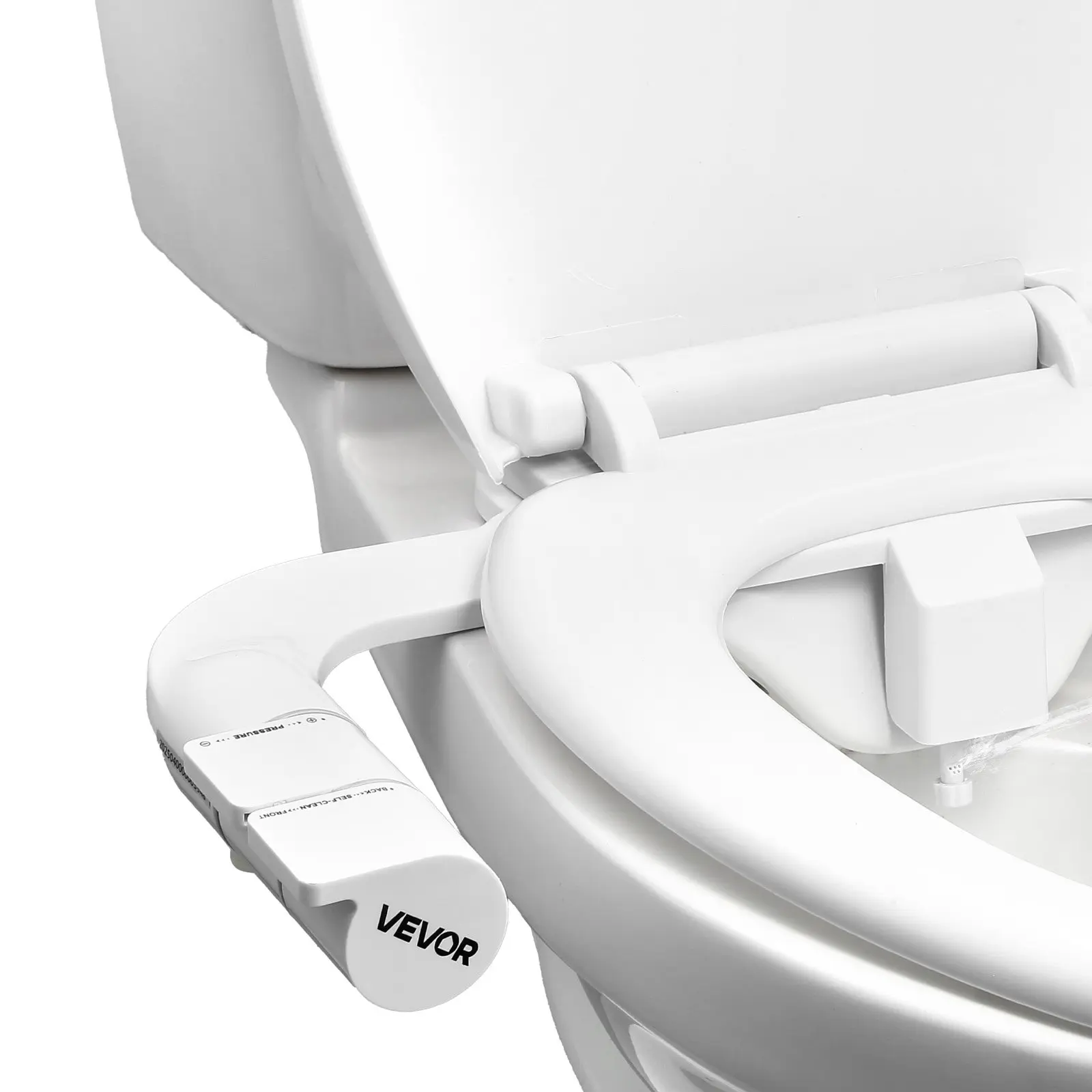 VEVOR Bidet Toilet Attachment, Self-Cleaning Dual Retractable Nozzles Cold Water Sprayer with Splash Guard, Adjustable Water Pressure, Comfortable Cleansing for Pregnant & Menstruating Users, Easy Installation, White