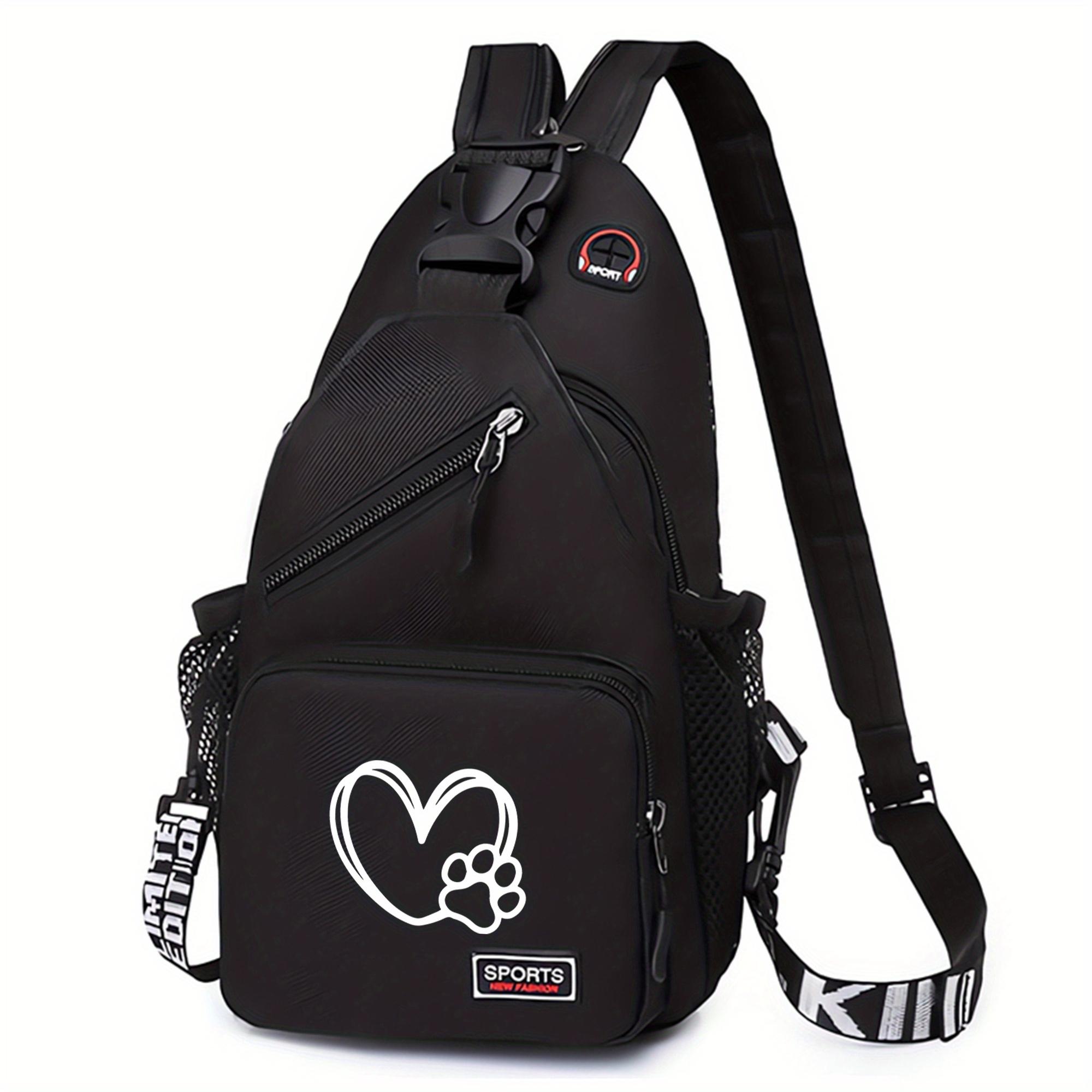 A heart-shaped paw design waist bag, multifunctional large-capacity crossbody bag, casual outdoor sports chest bag, very suitable for outdoor travel and work