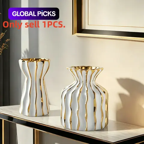 1PC ceramic high-end minimalist style concave convex curved vase is suitable for office desktop flower arrangement vase, living room flower arrangement decoration, TV cabinet beautiful vase decoration. Decorative Vase #GLOBAL PICKS