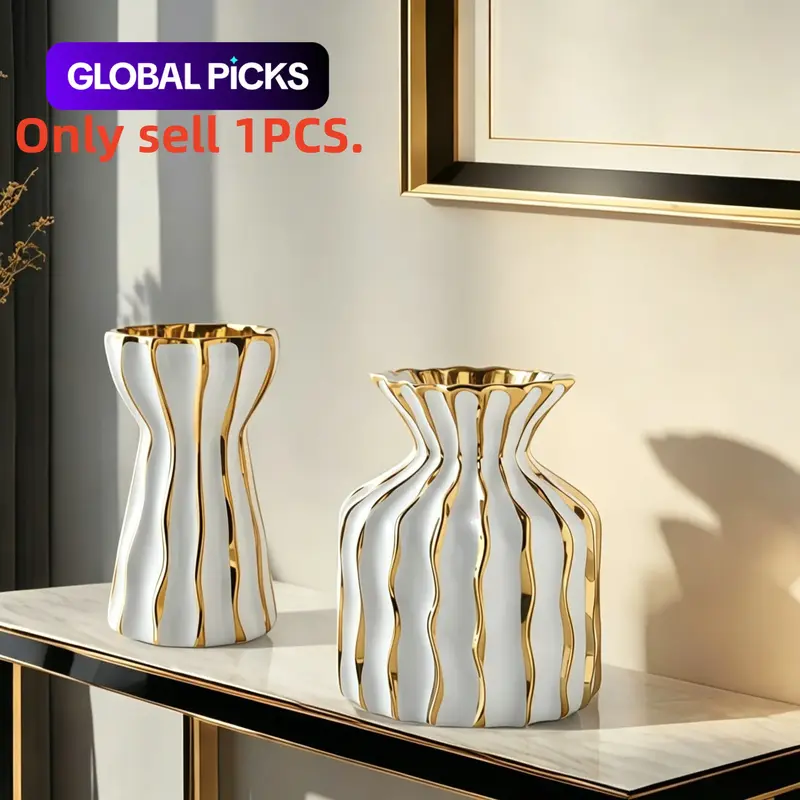 1PC ceramic high-end minimalist style concave convex curved vase is suitable for office desktop flower arrangement vase, living room flower arrangement decoration, TV cabinet beautiful vase decoration. Decorative Vase #GLOBAL PICKS