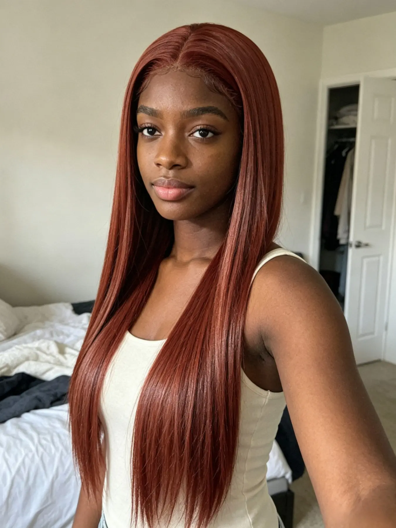 Dark Orange  Wig for Women 26inch 13x4 HD Lace Frontal Fashion Natural Looking Synthetic Lace Wigs Straight Cosplay Wig Lace Front
