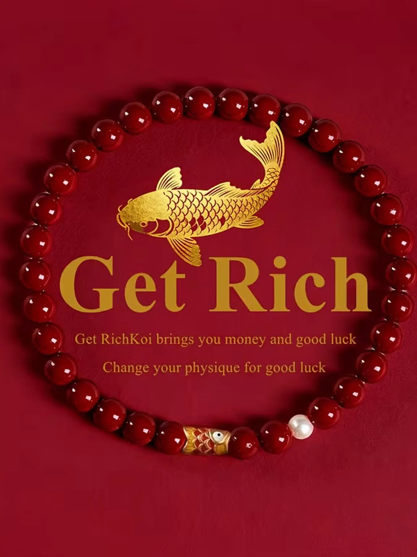 1pc Cinnabar Koi Lucky Charms Bracelet, Which Means Luck Fortune and Treasure , Less Disasters and More Blessings, Perfect As Blessing Gifts for Mother, Girlfriend, Grandmother On Birthday And Festivals, It Can Change The Wearer's Own Temperament