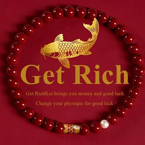 1 Count Cinnabar Koi Lucky Charms Bracelet, Symbolizing Good Luck, Fortune, Treasure, Less Disasters and More Blessings, Perfect as Blessing Gifts for Mother, Girlfriend and Grandmother On Birthday and Festivals Charm Bracelets