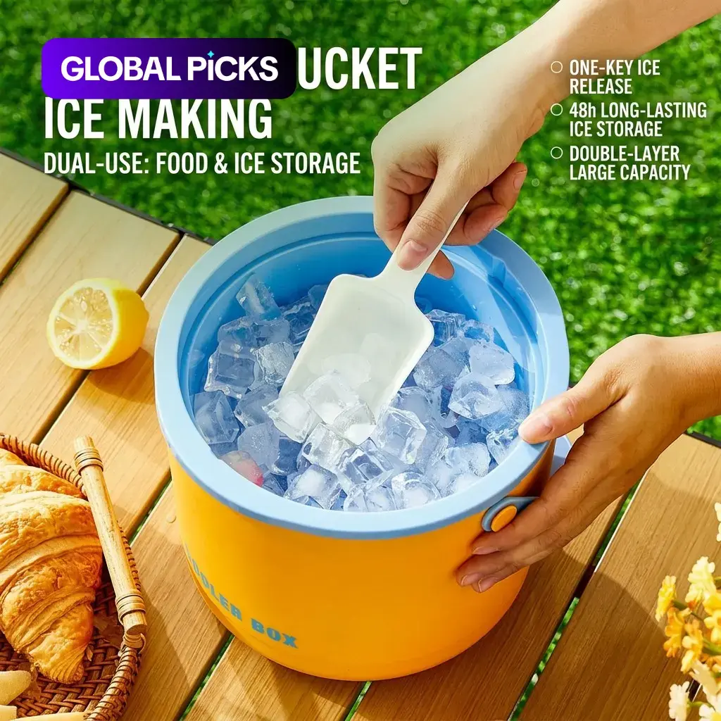 Portable Insulated Ice Bucket with Mold, Automatic Ice Release, 24h Long-Lasting Cooling, Ice Storage, Ice Cream Molds, Convenient and Durable Design #GLOBAL PICKS