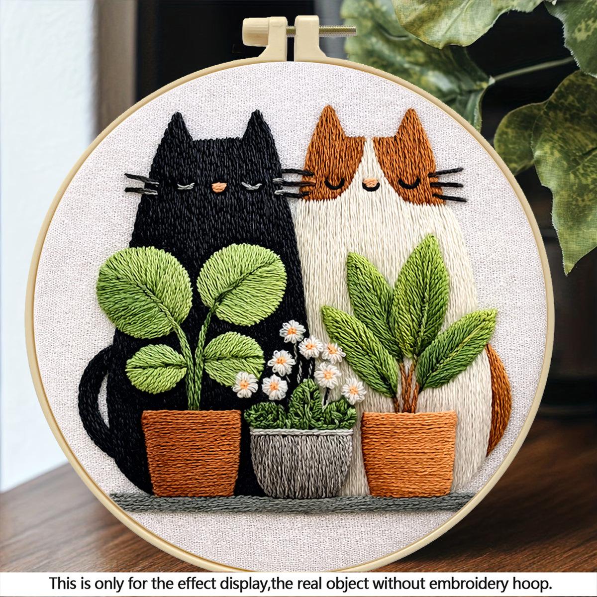 Handmade embroidery DIY kit, suitable for beginners to learn cat embroidery and weaving