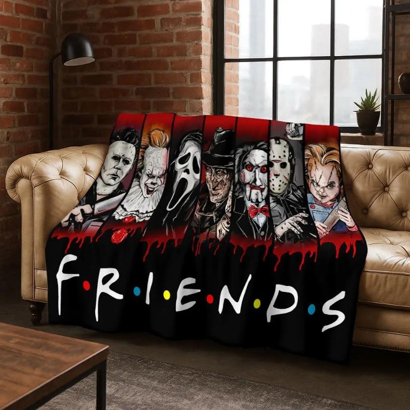 Scream Ghost Face Horror Blanket Ultra Soft Flannel Cozy Warm Bedroom Couch Sofa Home Picnic Throw Cover Decor Decorative Throw Perfect Birthday Gift Christmas Gift for Horror Fans Kids Adults Viral Trending Scary Movie Aesthetic Style