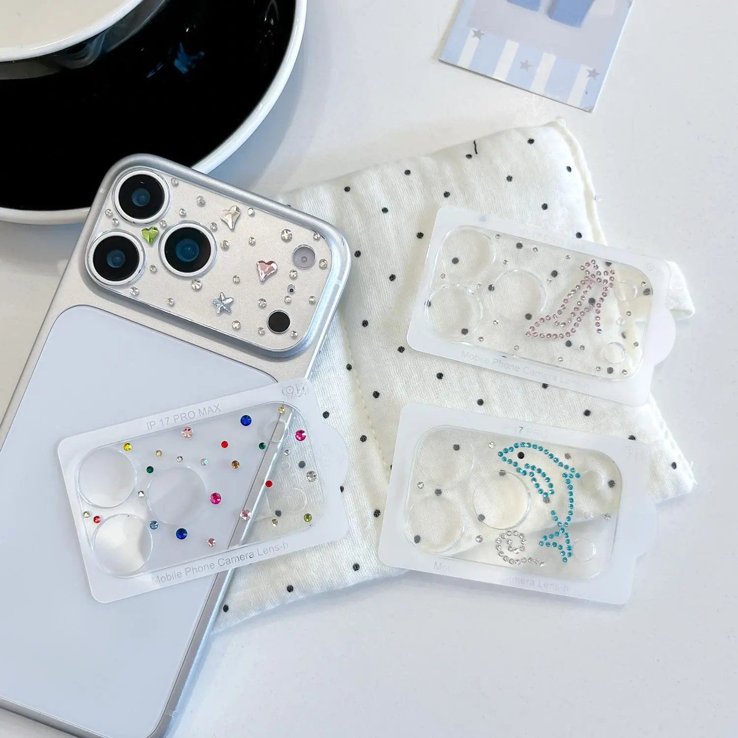 Glamorous Crystal Rhinestone Hollow-Out Phone Camera Lens Protector - Tempered Glass, Anti-Scratch, Shockproof Lens Ring Cover, Cute Accessories for Luggage & Bag Straps Chains