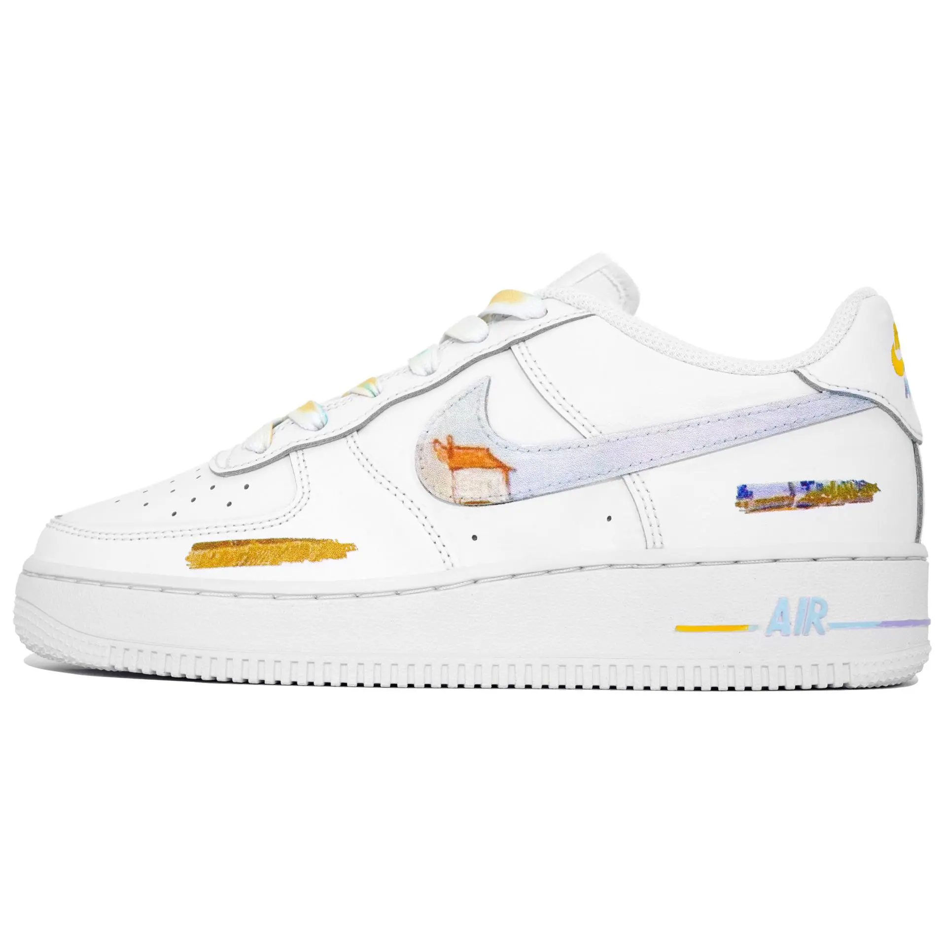 Nike Air Force 1 Custom Art Sneakers – Van Gogh Wheat Field Design, Unisex Low-Top White Casual Shoes Verifiable, with credentials and supporting global authentication