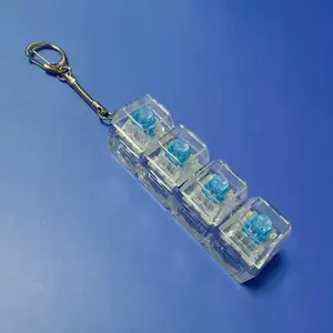 Transparent Blue 2/4/9 Keys Popular Keyboard Fidget Toys LED Keycap Keychain Stress Relief Fingertip Gadget Clicker Fidget Toy