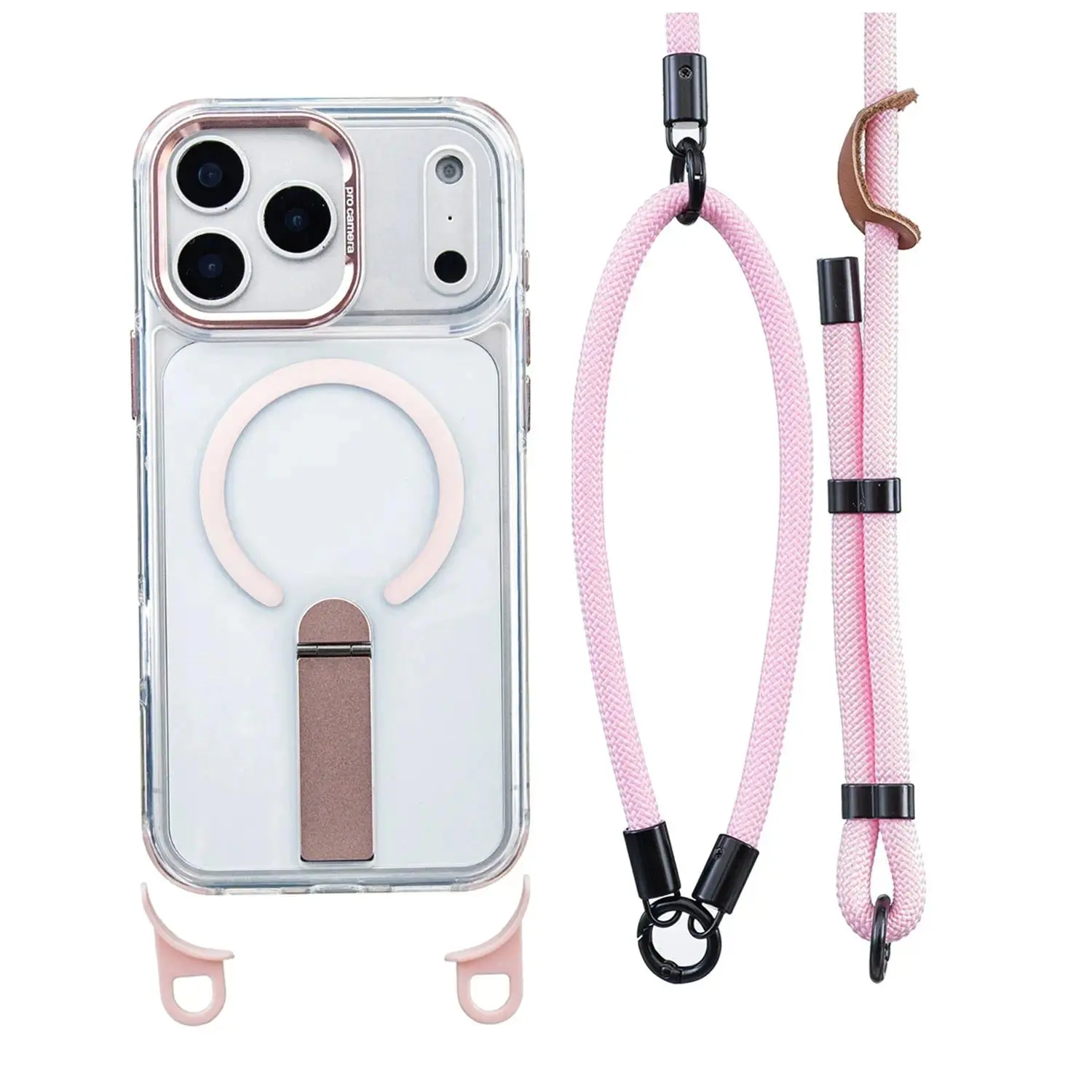 MagSafe Magnetic Smartphone Casing with Detachable Crossbody Neck Lanyard Strap, Durable Shockproof Transparent TPU-Plastic Acrylic Cover, Full Camera Lens Protector for iPhone 17 Pro Max,16,15,14,13 Handheld Devices #MothersDayGift #SummerVibes