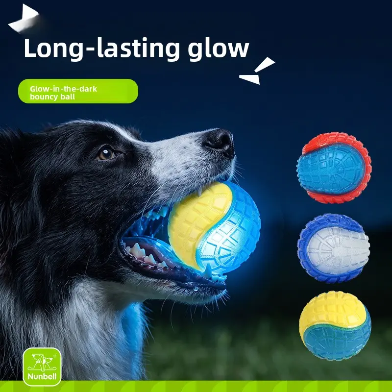 Nunbell dog toy pet sound-making luminous elastic ball toy, durable and chew-resistant, pet dental care product