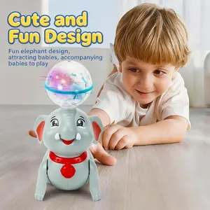 Automatic Obstacle Avoidance Balance Ball Elephant Toy, Colorful Rotating Light-Up Ball, Baby Crawling Sound Light Music Toy