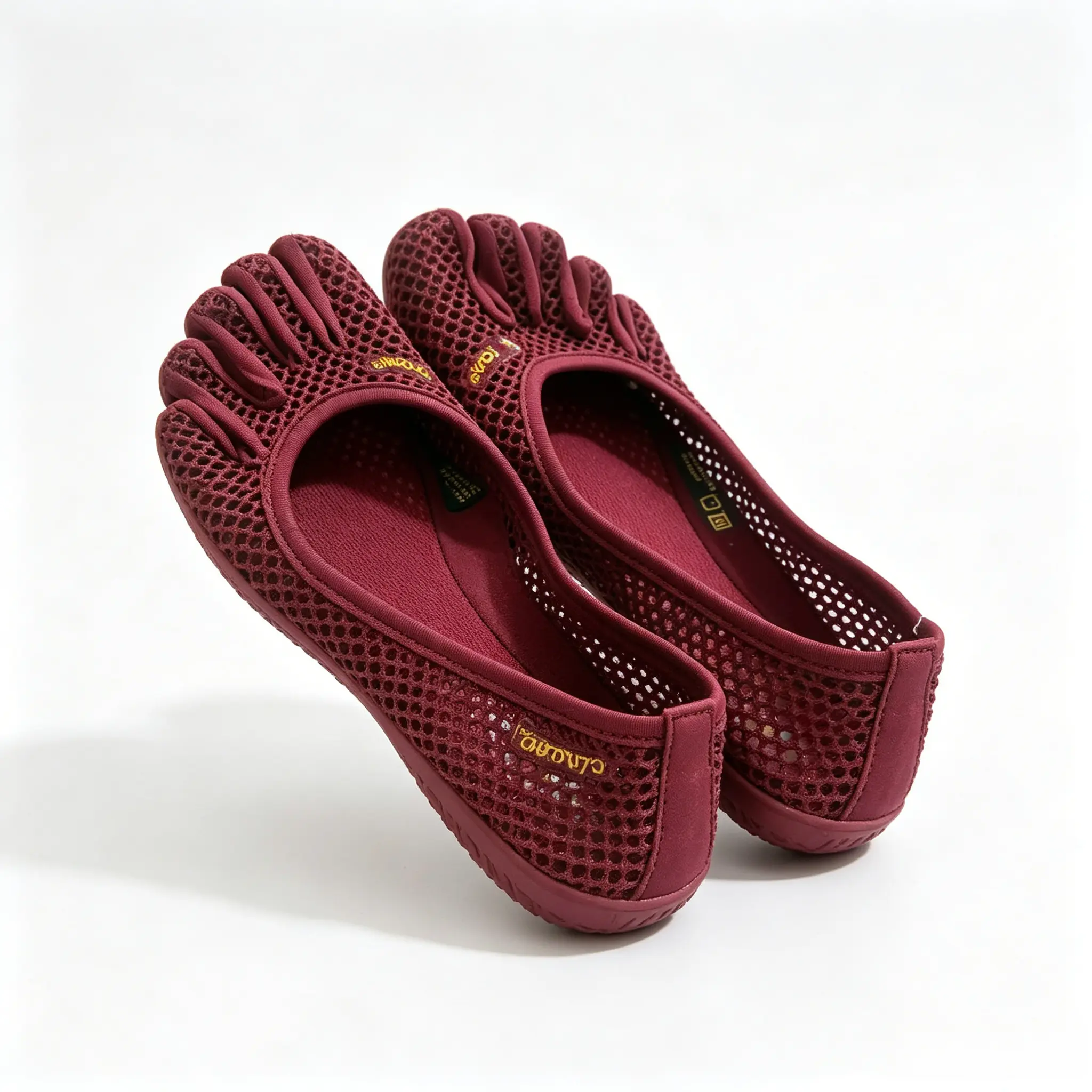 2026  Burgundy Five Finger Mesh Minimalist Shoes, Slip-On Breathable Barefoot Shoes for Yoga and Everyday Use