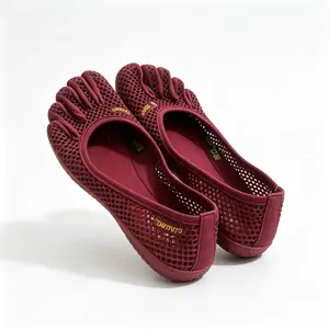 2026  Burgundy Five Finger Mesh Minimalist Shoes, Slip-On Breathable Barefoot Shoes for Yoga and Everyday Use