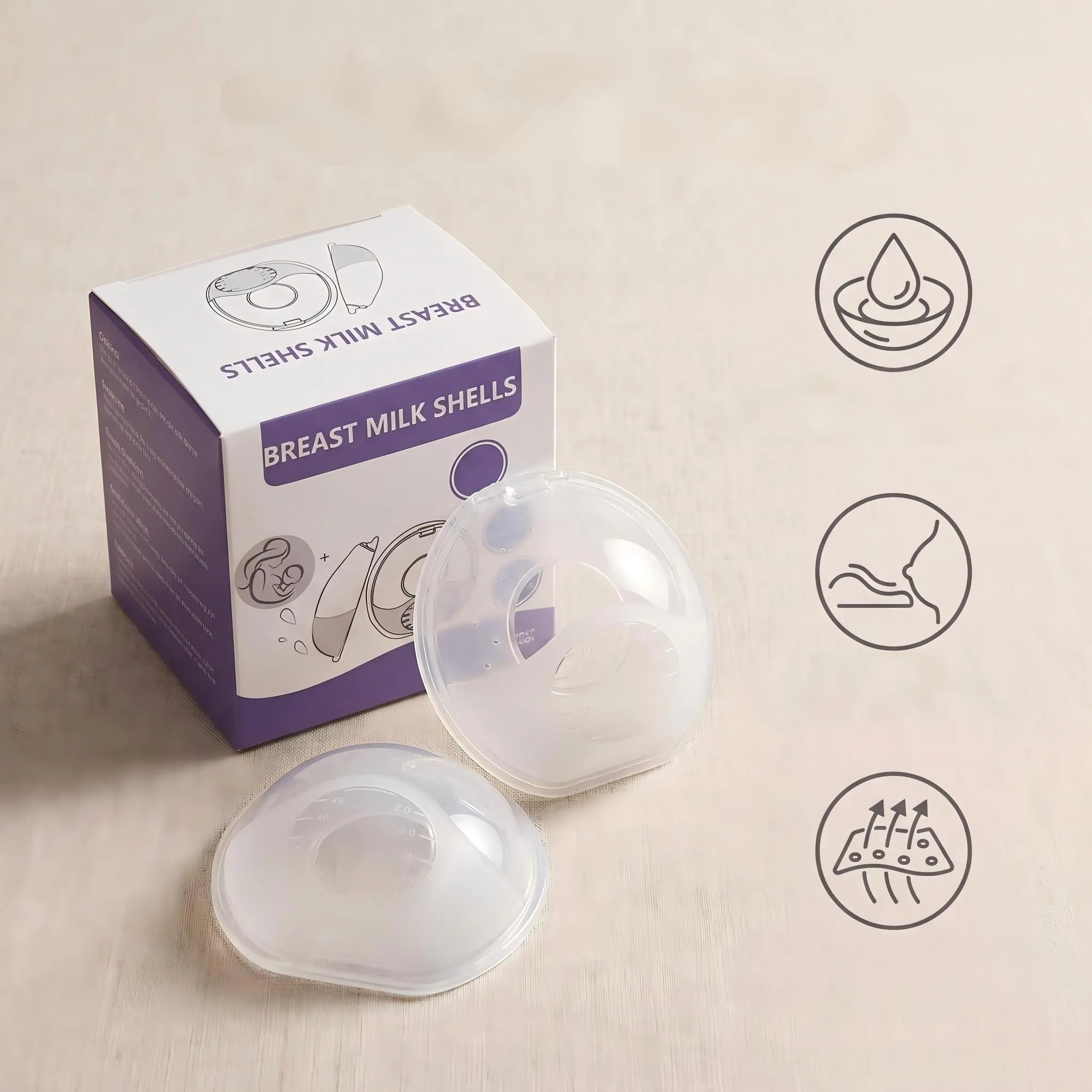 2pcs/pack Soft-touch Silicone Breast Shields,  2oz/60ml Breast Shell with Visible Scale, Reusable Milk Saver with Diversion Hole, Protect Sore Nipple, Portable Travel Nursing Pad Cup for New Mom Breastfeeding