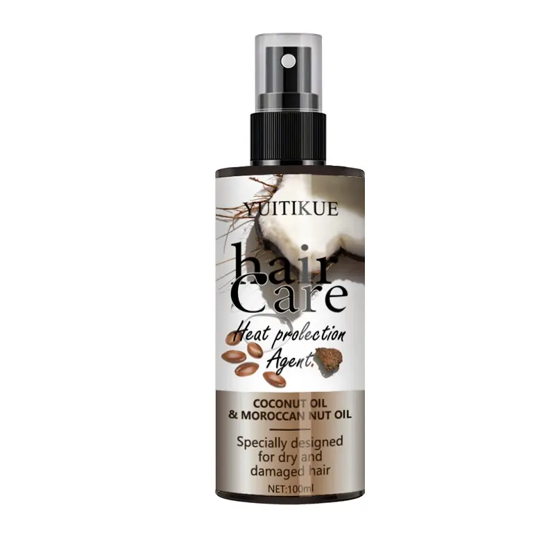 Yuitikue Coconut Oil + Argan Oil Heat Protection Spray, Moisturizing Smooth Hair Care, Thermal Shield, No Rinse, 100ML