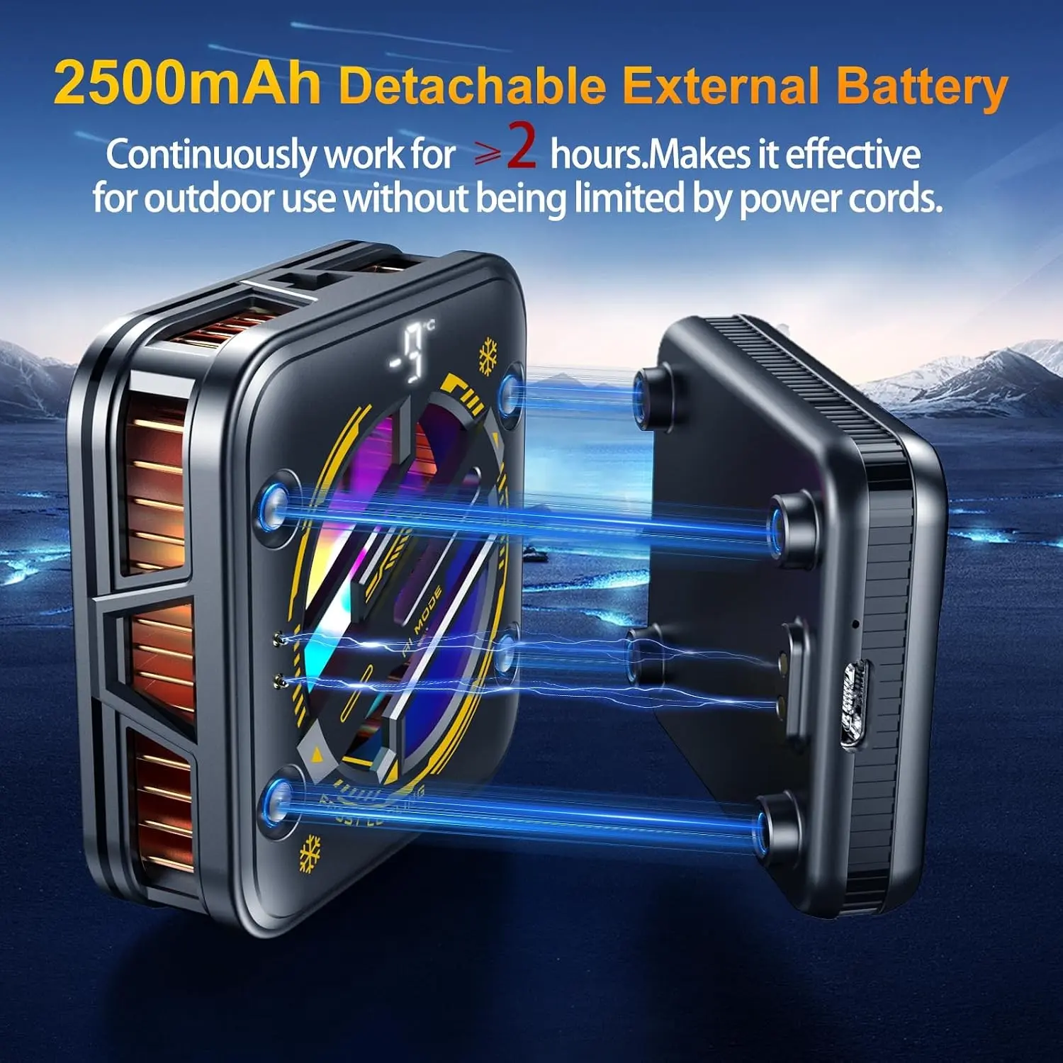 Magnetic Phone Cooler with Battery,Rechargeable Wireless Cooling Fan for iPhone/iPad,Phone Cooling Case Radiator Heatsink with RGB LED for iPhone MagSafe Series/Samsung/AndroidGift