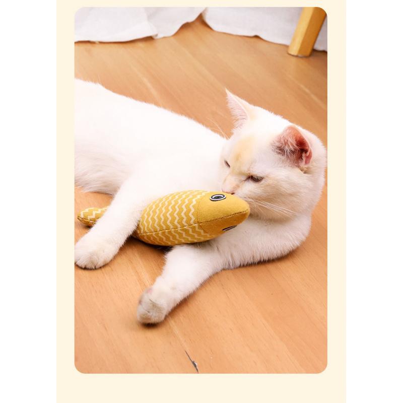 Cat Teaser Wand with Catnip Fish Toy Interactive Kitten Chew Play Simulated Plush Puppy Gift Surprise Pet Stuff